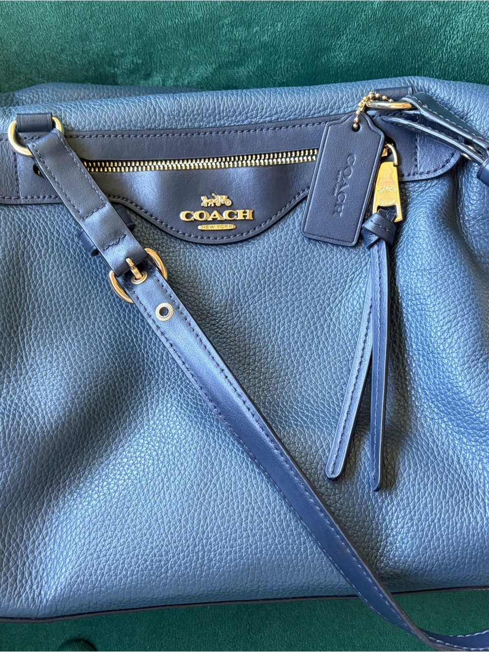 Coach Kleo Carry All Blue Leather Shoulder Bag - Picture 2 of 16